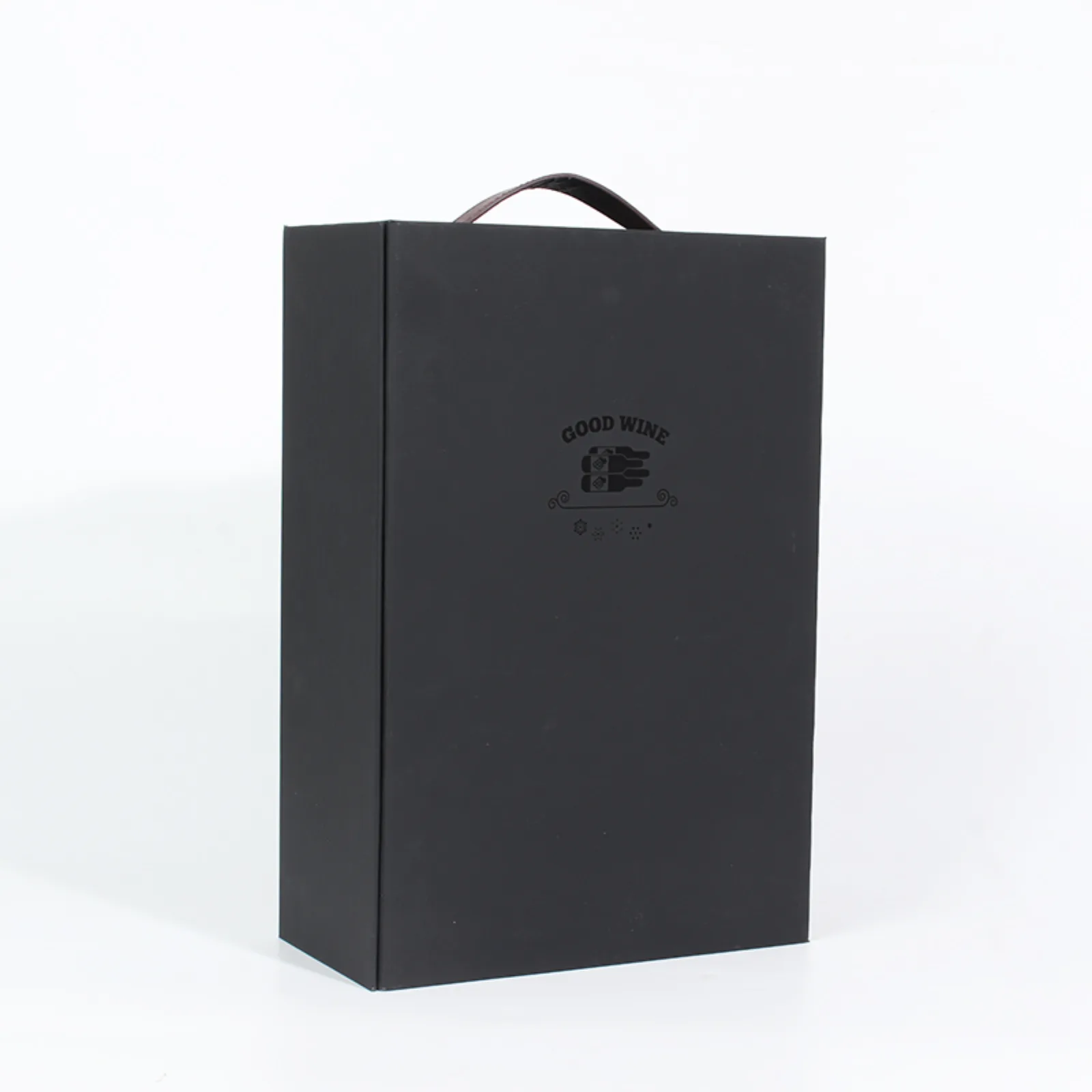Black Double Cardboard Wine Bottle Gift Box