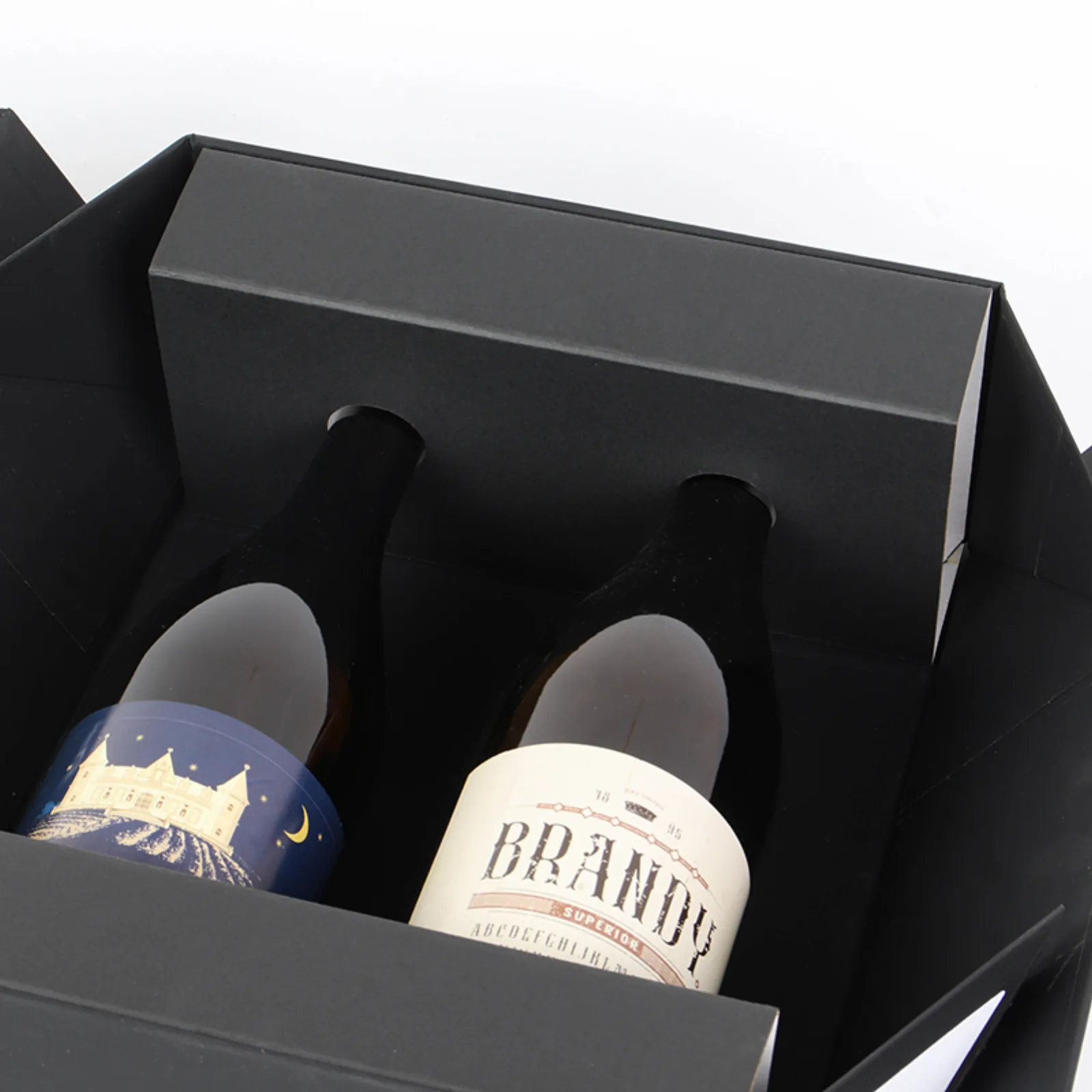 Black Double Cardboard Wine Bottle Gift Box 2