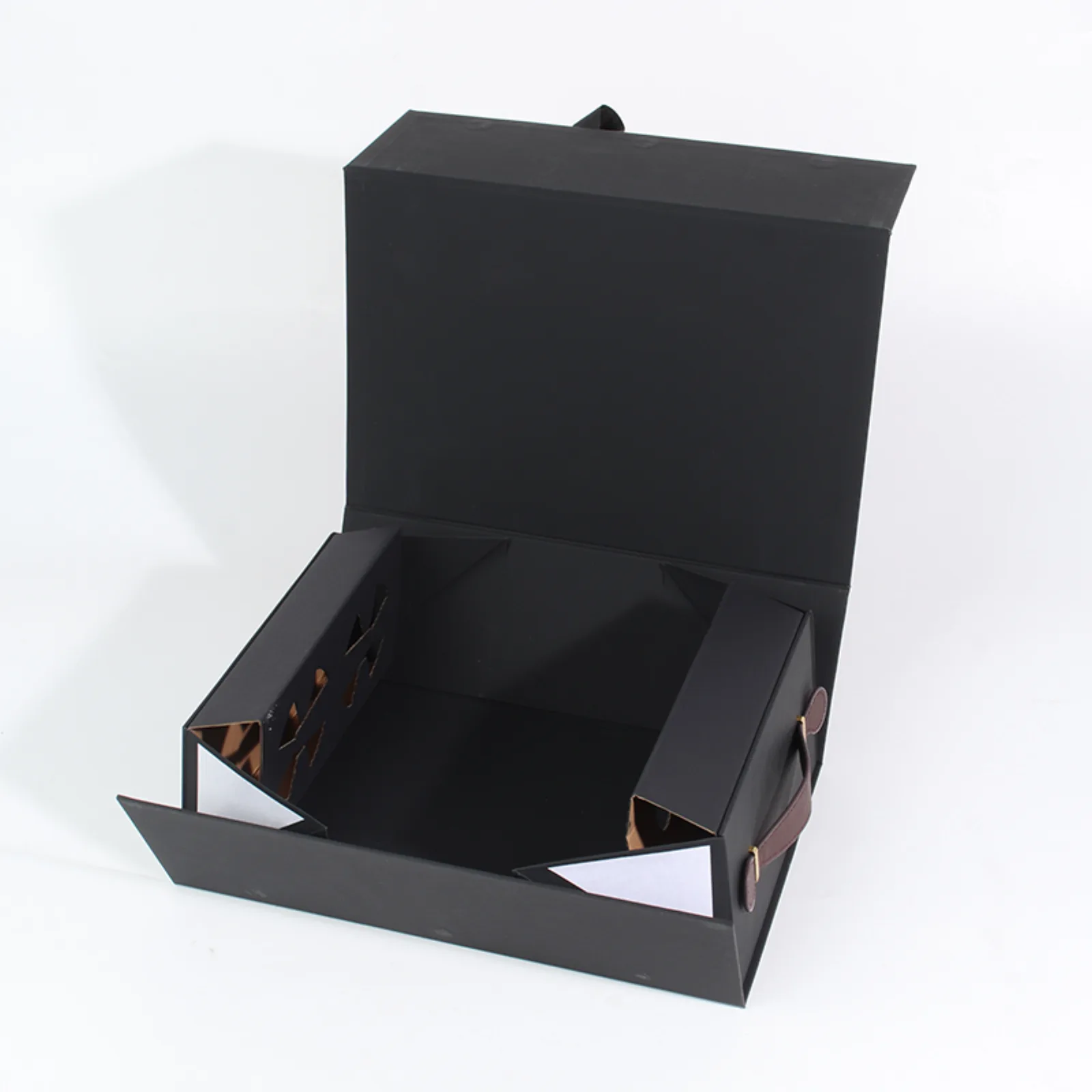 Black Double Cardboard Wine Bottle Gift Box 4