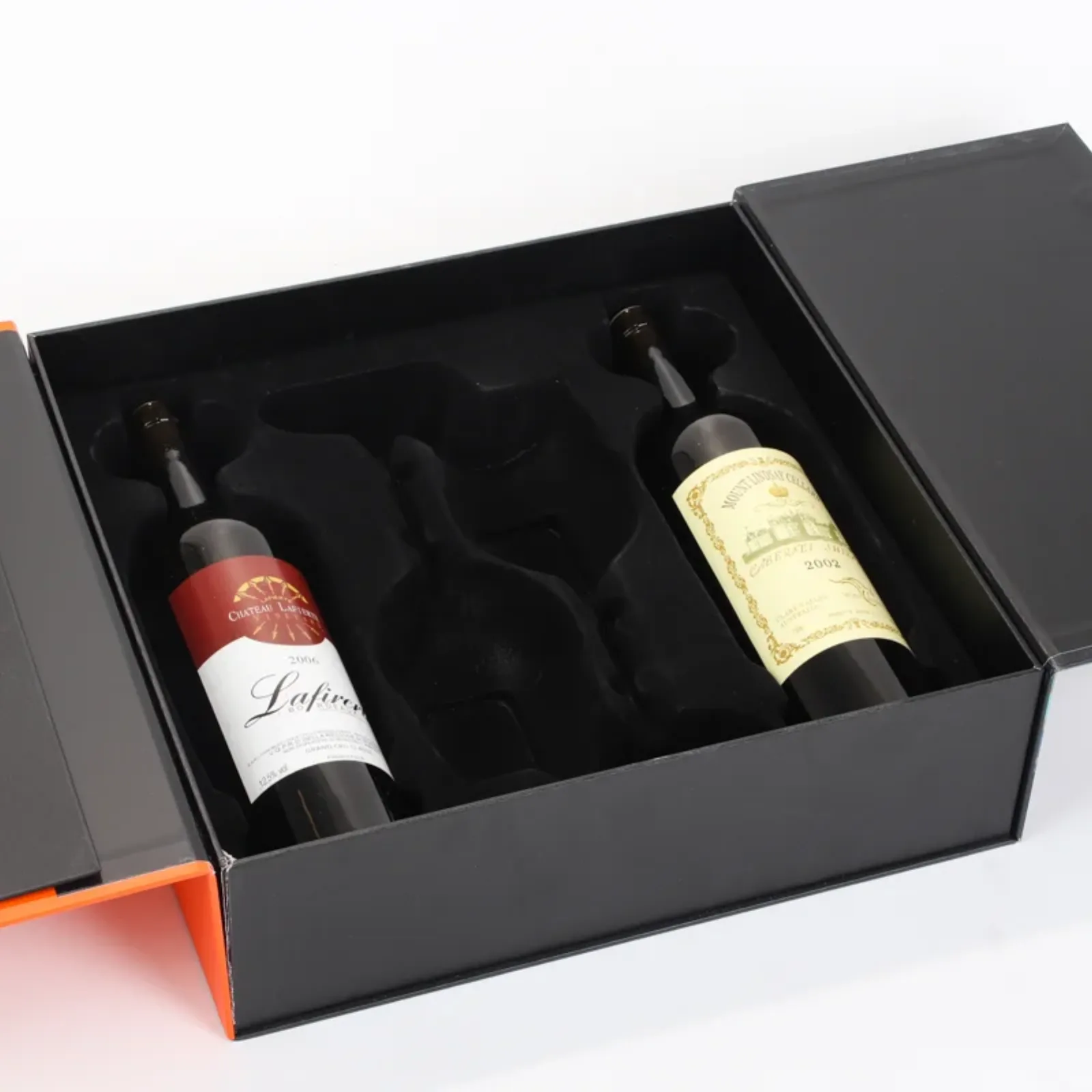 2-Bottle Wine Glass Gift Box with Magnetic Double-Door Opening 2