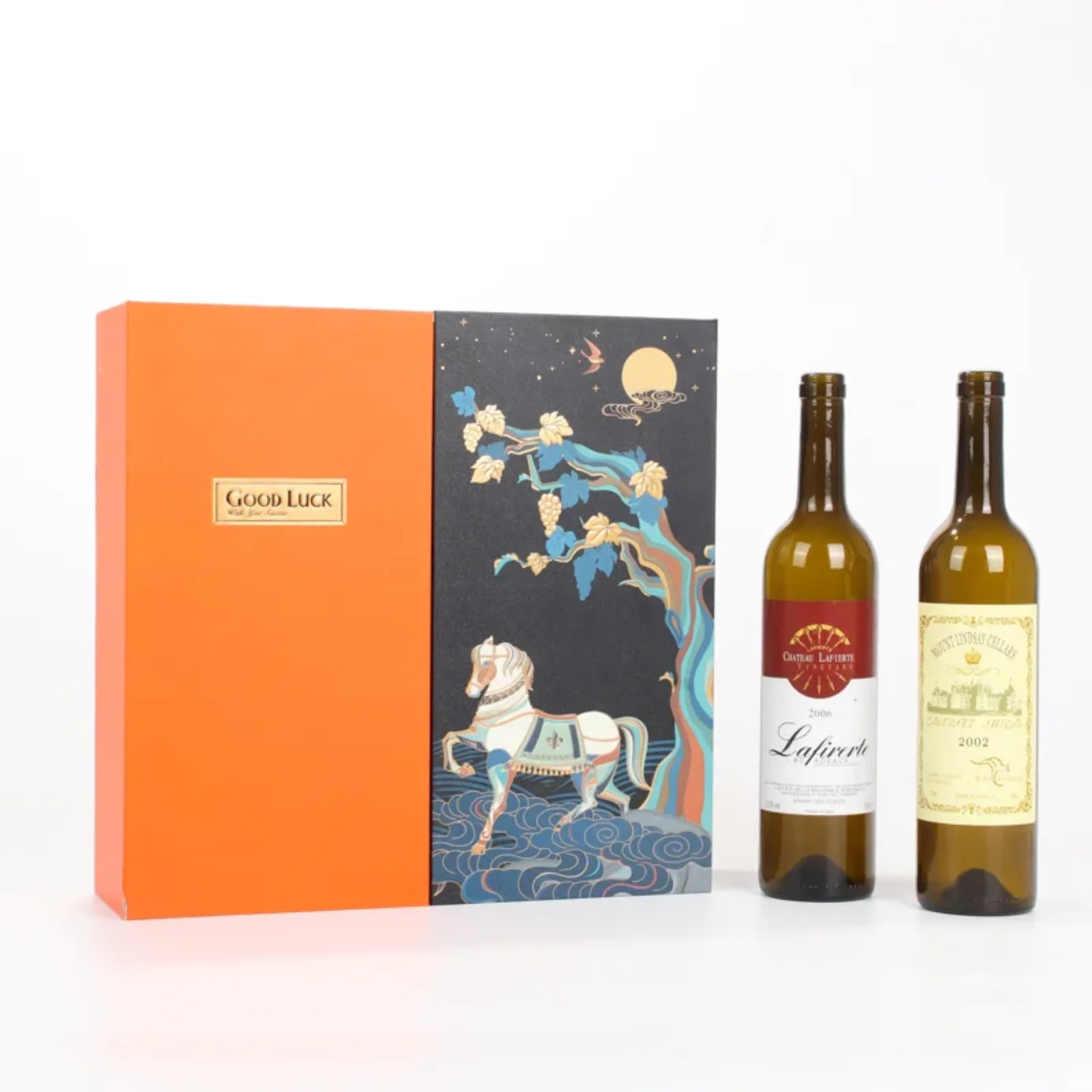 2-Bottle Wine Glass Gift Box with Magnetic Double-Door Opening 5
