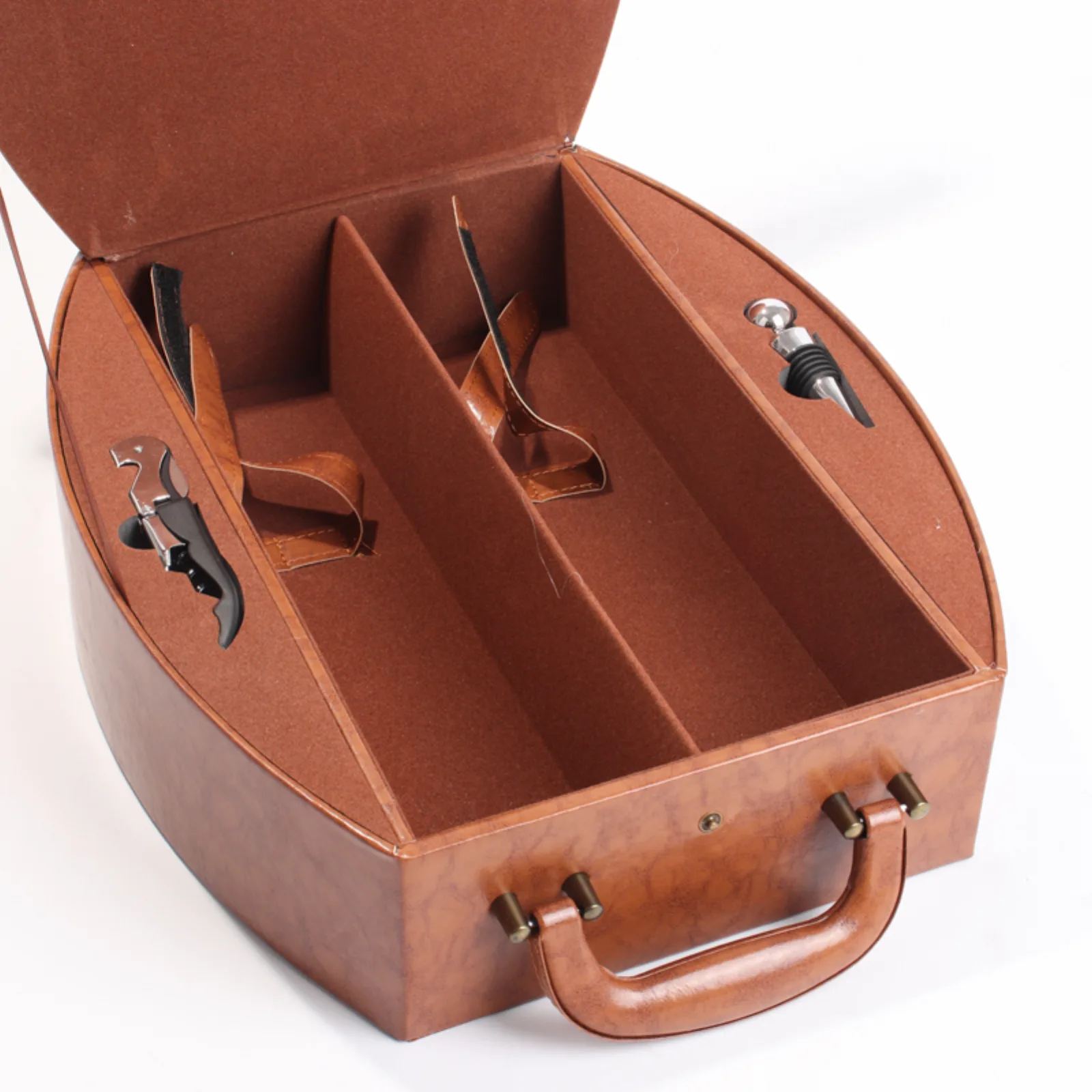 Faux Wood & Leather Double Wine Bottle Gift Box 2