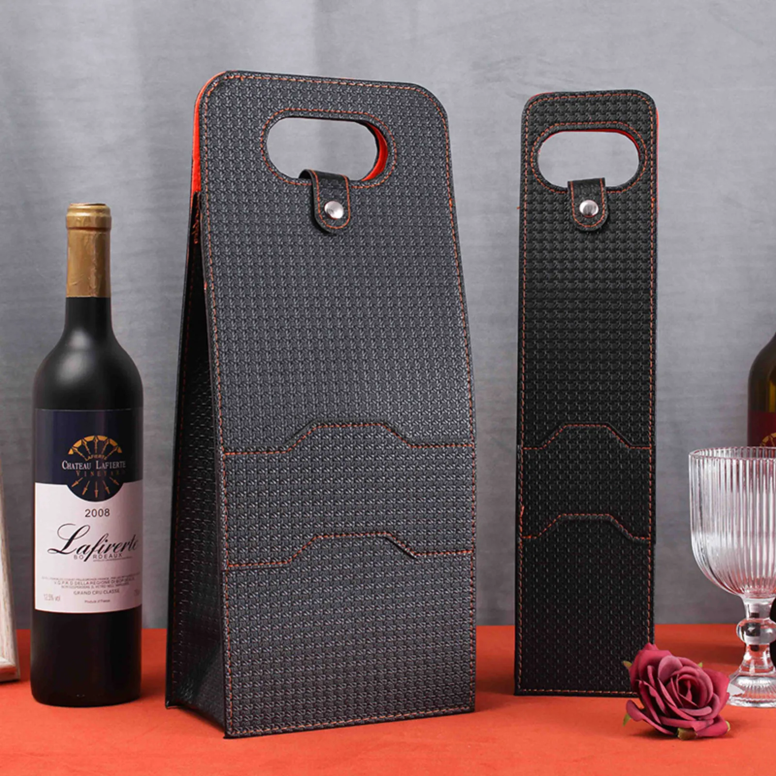 Luxury Leather Wine Bags for Single and Double Bottles 5