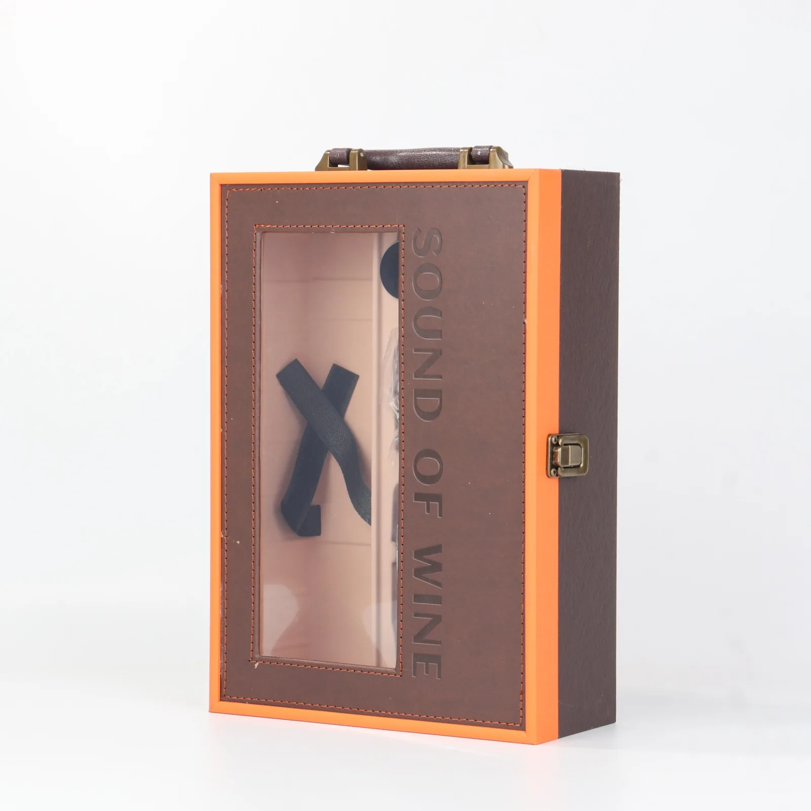 Leather Wine Box with Transparent Window
