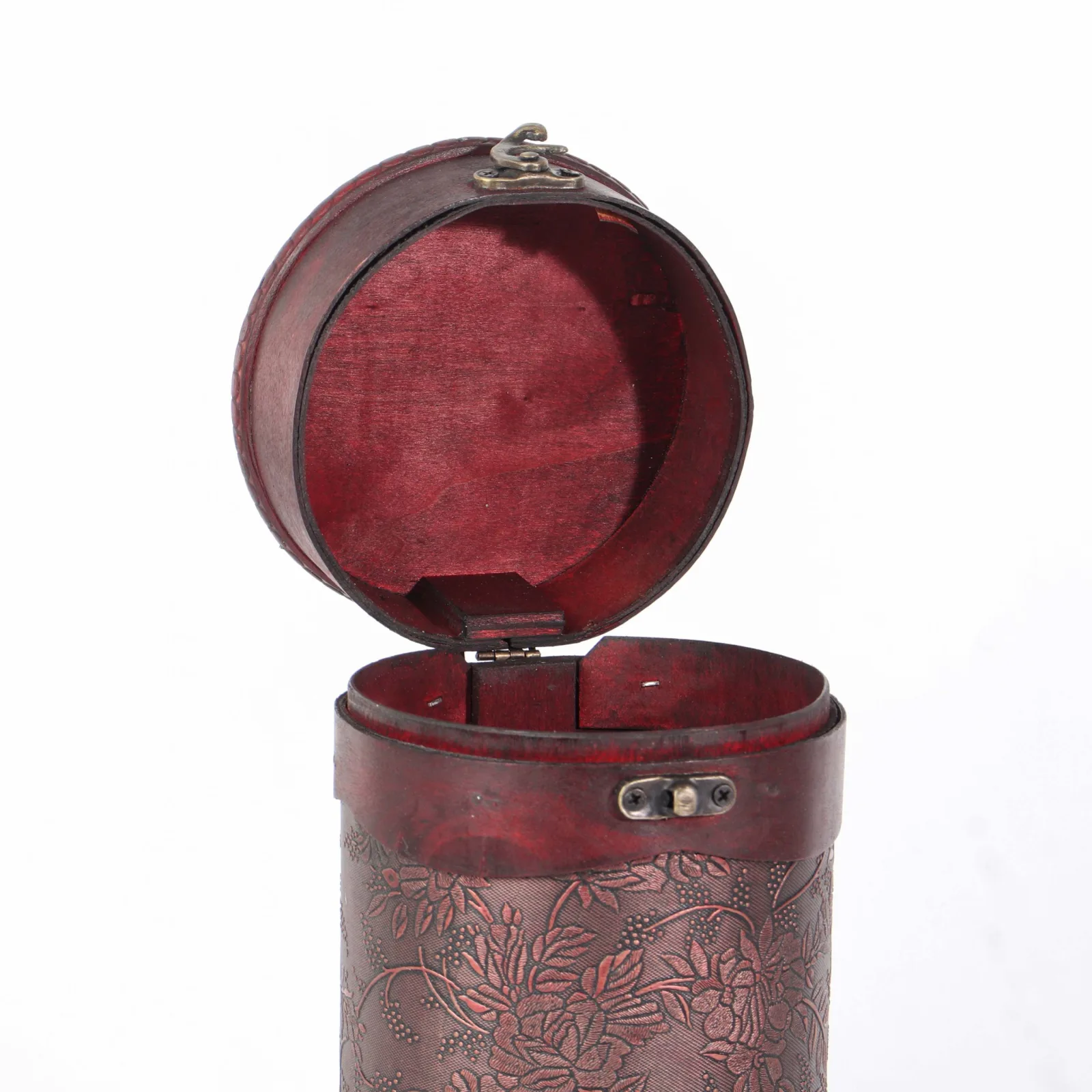 European Retro Cylindrical Wooden Wine Box 3
