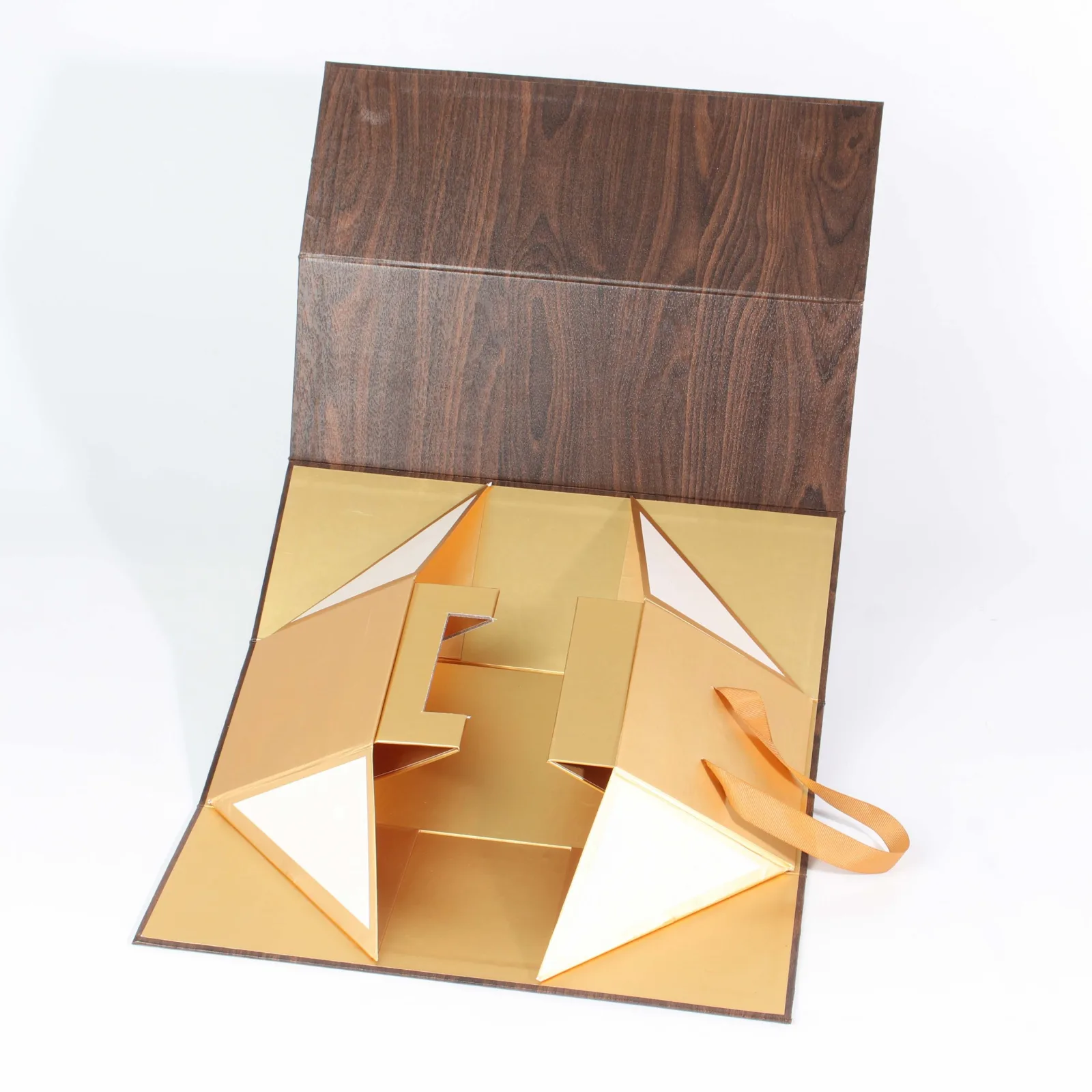 Vintage Foldable Cardboard Wine Box with Ribbon Handle 3