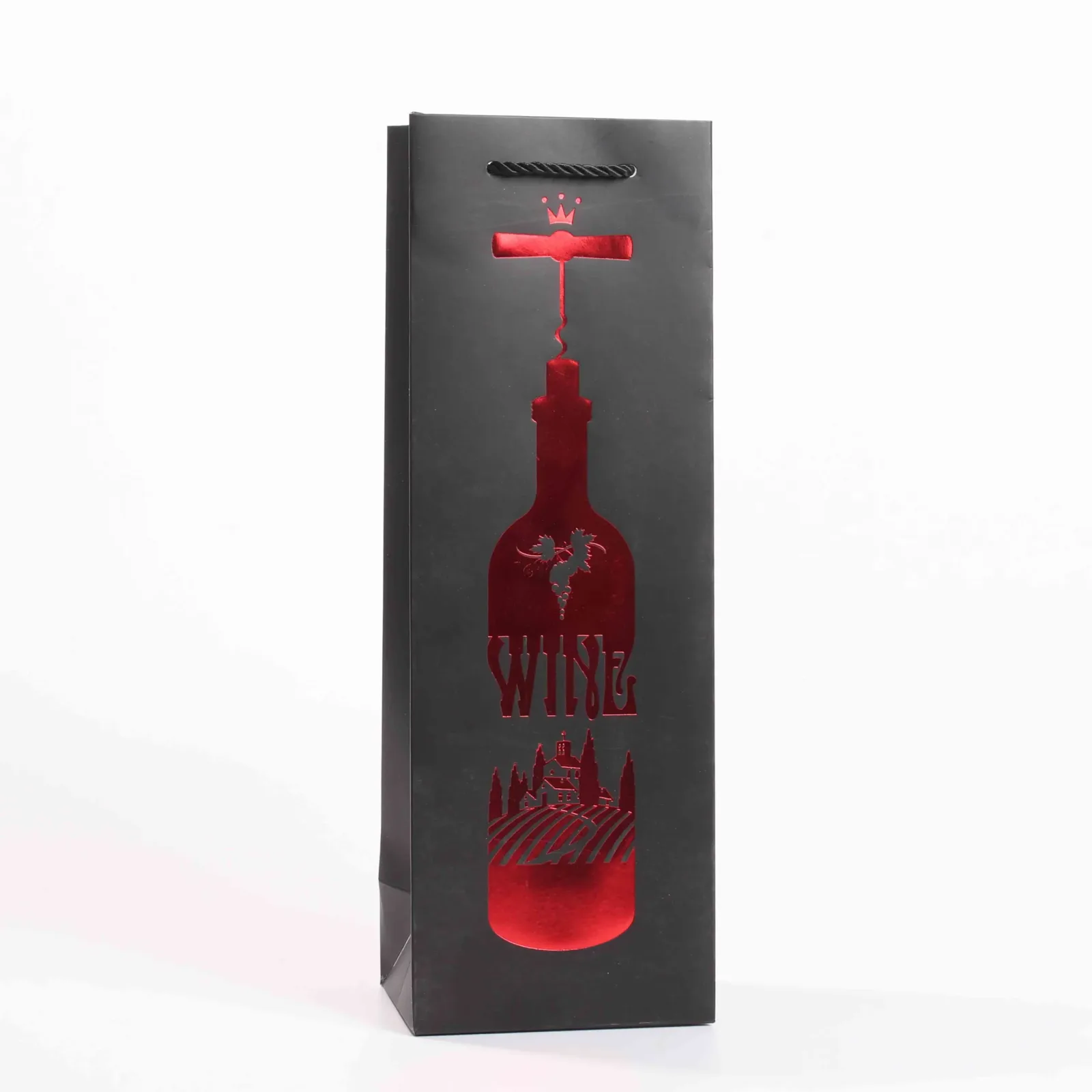 White Cardstock Wine Paper Bag with Rope Handles 2