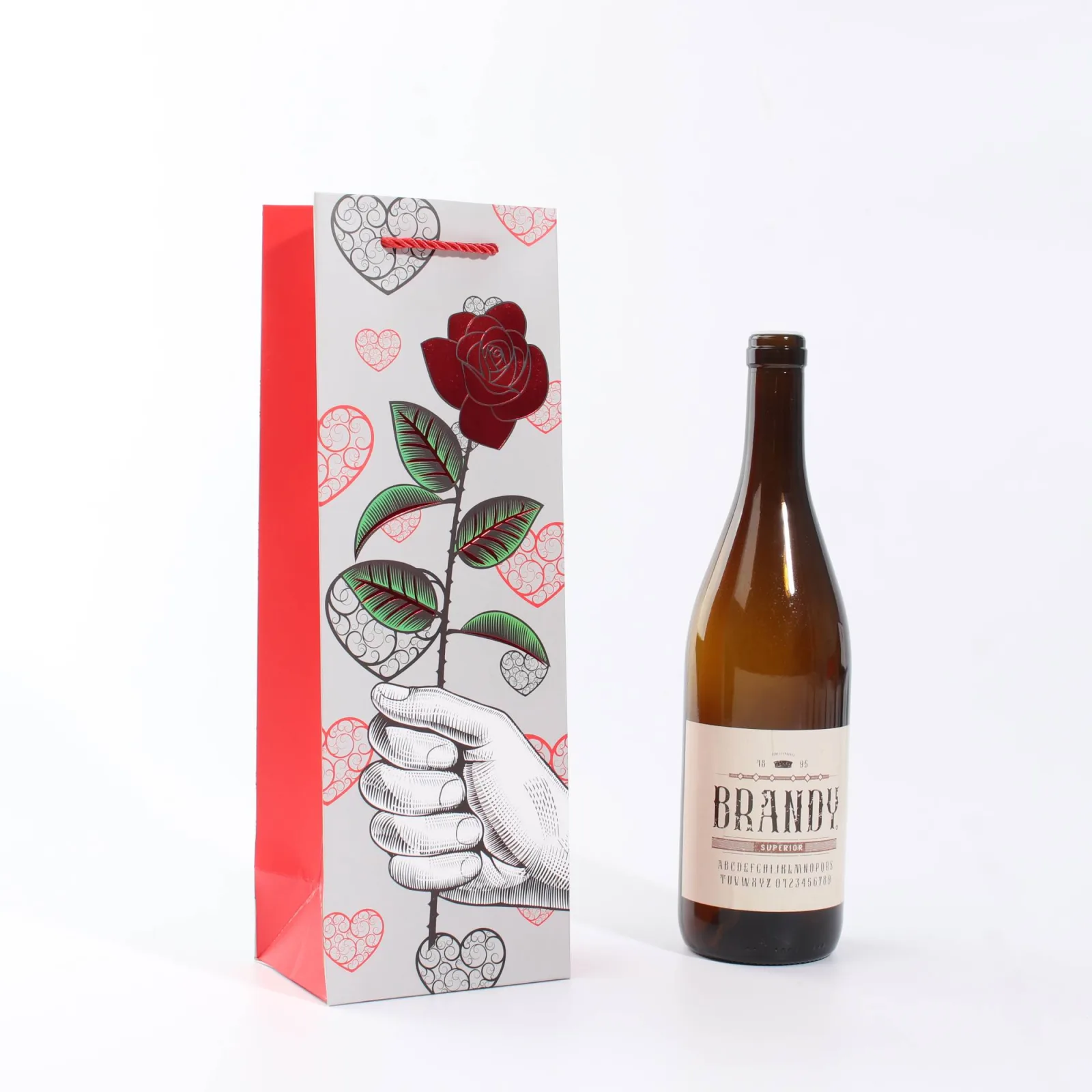 Wine Gift Bag with Gold Foil Rose 3