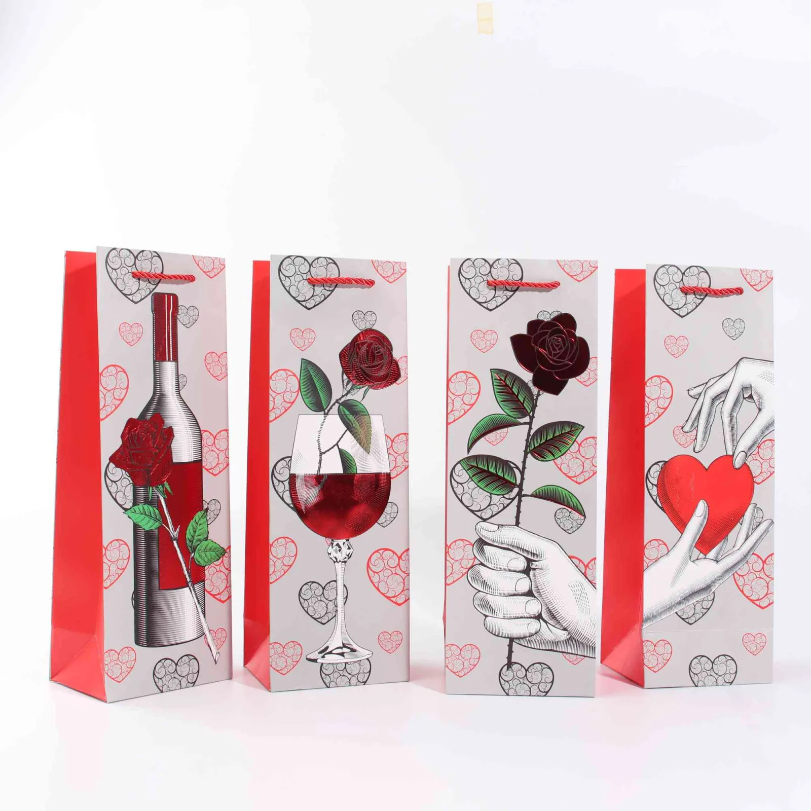 Wine Gift Bag with Gold Foil Rose 4